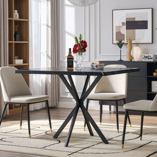 Sunvega Square Dining Table with MDF Top and Carbon Iron Legs for Kitchen Dining Room