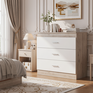 Sunvega Wengue Wood Three Drawers Dresser Easy To Assemble Pressed Wood