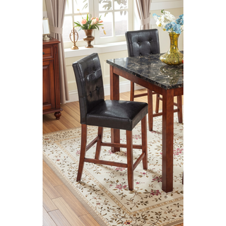 Sunvega Brown Square Pub Height Dining Set with Faux Marble Table and Upholstered PU Chairs