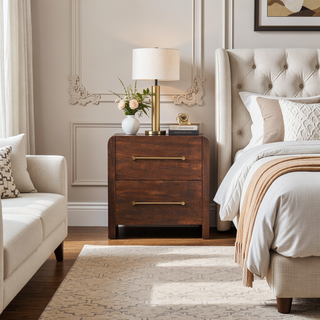 Sunvega Smoked Oak Copenhagen Chest with 4 Drawers in Oak And Mango Wood