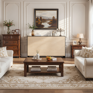 Sunvega Six-Drawer Dresser in Coastal White with Dark Bronze Handles for Bedroom