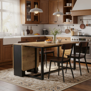 Sunvega White and Macadamia Folding Dining Table with Strong Legs and Three Forms