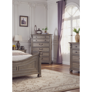 Sunvega Antique Silver Traditional Style 5-Drawer Chest for Bedroom Storage Furniture