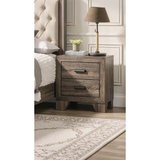 Sunvega Brown Cherry Finish Contemporary Fabric Panel Bed in One Box