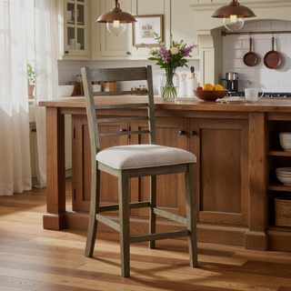 Sunvega Light Brown Finish Wooden Counter Height Dining Table Set with Bench