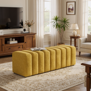 Sunvega Upholstered Tufted Accent Bench with Exquisite Backless Design for Modern Interiors