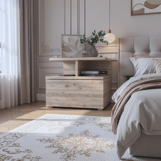 Sunvega Macadamia 2-Tier Shelf Floating Nightstand with Wall-Mount for Bedroom Storage