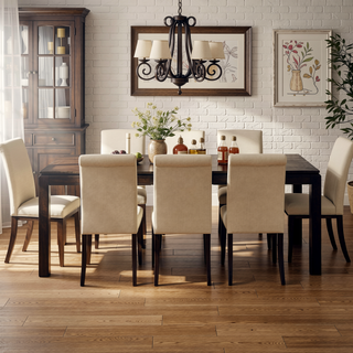 Sunvega Dark Brown Finish White Oak Veneer Dining Table with Extension Leaf