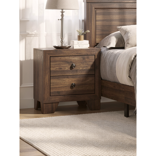 Sunvega Brown Cherry Finish Contemporary Fabric Panel Bed in One Box