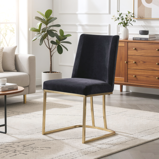 Sunvega Velvet Upholstered Dining Chairs with Gold Metal Legs Set of 2