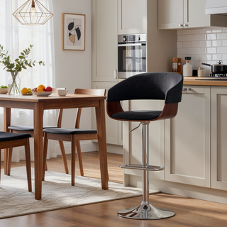 Sunvega Adjustable Swivel Bar Stool with Curved Seat and Back for Kitchen Counter