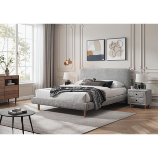 Sunvega Grey 4-Drawer Upholstered Chest with Metal Side Drawers and Traditional Knob Handles