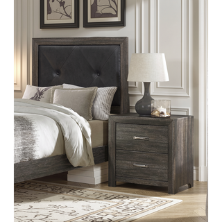 Sunvega Dark Gray Finish Nightstand with Chrome Tone Handles for Bedroom