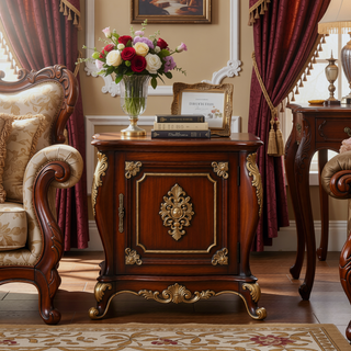Sunvega Gold 3-Drawer Nightstand with Felt-Lined Interior and Safety Stop Mechanism