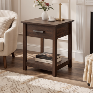 Sunvega Modern Gray Nightstand with Durable Construction for Bedroom