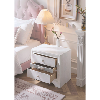 Sunvega Chic Nightstand with Textured Surface and Jewelry Drawer for Bedroom