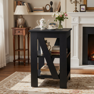 Sunvega 3-Tier Side Table with Open Shelves for Bedroom Living Room Sofa
