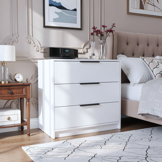 Sunvega Kaia 3 Drawer Dresser with Open Display Top and Large Storage
