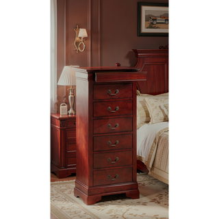Sunvega Elegant Cherry Traditional Lingerie Chest with Spacious Drawers for Bedroom