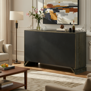 Sunvega Sundance Dark Cocoa 6-Drawer Dresser Cabinet with Transitional Design and Brass Knobs