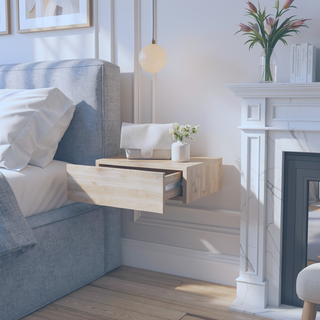Sunvega Wall-Mounted Floating Nightstand with Spacious Drawer for Modern Bedroom