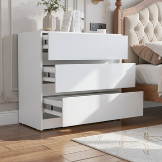 Sunvega Three Drawer Dresser with White Finish for Small Items Storage