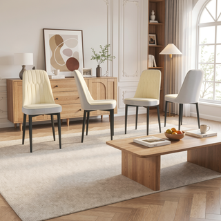Sunvega Modern PU Leather Dining Chairs with Thick Soft Cushions and Black Metal Legs
