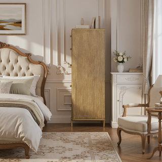 Sunvega Stevie Sand Wash Rectangular 5-Drawer Chest with Felt-Lined Top Drawers