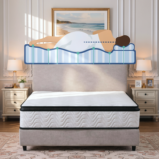 Sunvega 12 Inch Queen Size Hybrid Mattress with Zoned Pocket Springs and Gel Memory Foam