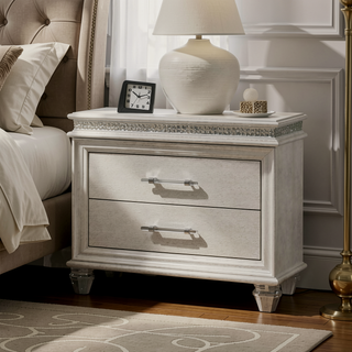 Sunvega Contemporary Nightstand with Felt-lined Drawers and Acrylic Legs in Pearl White