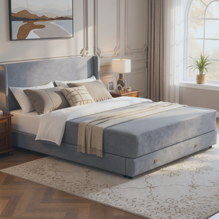 Sunvega Sturdy Metal Twin Folding Mattress Foundation Base with Removable Cover