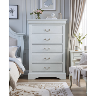 Sunvega Platinum 5-Drawer Chest with Metal Handles for Generous Storage