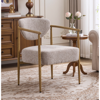 Sunvega Beige PU Leather Soft and Comfortable Chair with Metal Frame for Living Room