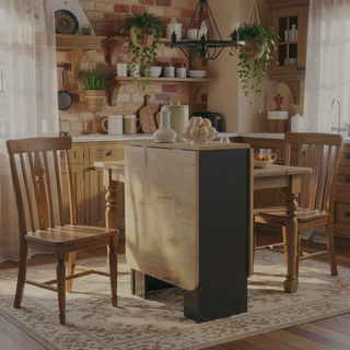 Sunvega Black Macadamia Expandable Folding Table with Three Forms and Sturdy Legs