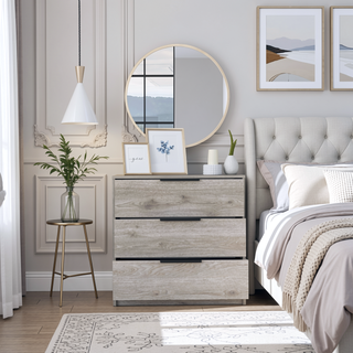 Sunvega Superior Top Light Gray Dresser with 3 Large Storage Drawers