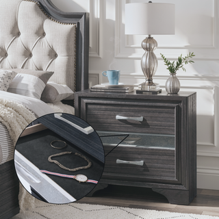 Sunvega Chic Nightstand with Spacious Storage Drawers and Dedicated Jewelry Organizer