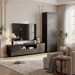 Sunvega Three-Door Freestanding Closet System with Hanging Rod and Shelves