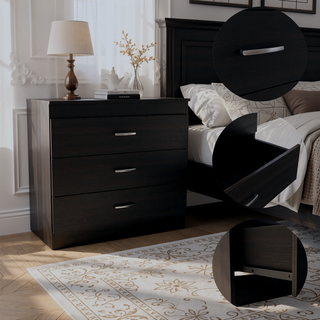 Sunvega Melia Three Drawer Dresser with Metal Hardware in Light Gray and White