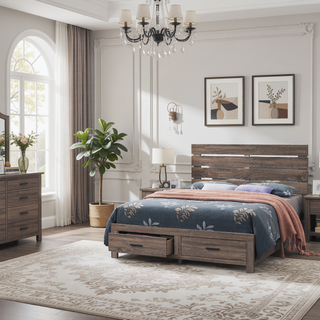 Sunvega Six-Drawer Dresser in Coastal White with Dark Bronze Handles for Bedroom