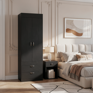 Sunvega White Finish Armoire Tarento with Two Drawers and Double Door Cabinet