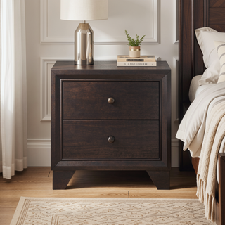 Sunvega Espresso Finish Wooden Nightstand with Two Drawers for Bedroom