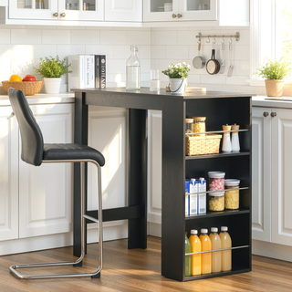 Sunvega Modern Bar Table with 3 Storage Shelves for Kitchen Dining Room Living Room