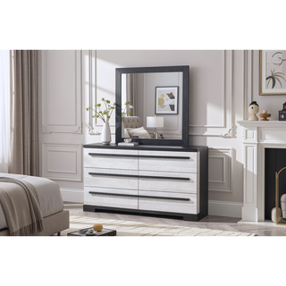 Sunvega Modern Contemporary Style Ebony Cream Finish Six Drawers Wooden Dresser