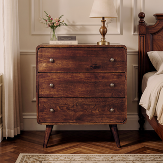 Sunvega Curved California Walnut Chest with Nordic Legs and 3 Drawers