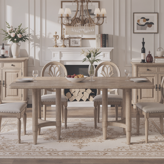 Sunvega Counter Height Dining Table with Double Pedestal Base in Sand Finish