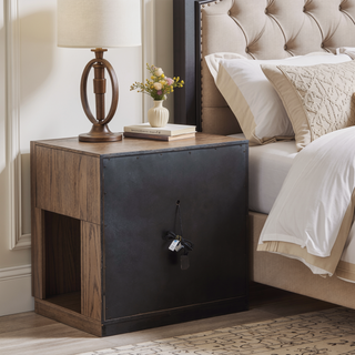 Sunvega Modern Barley Brown Nightstand with LED Light and Open Shelf