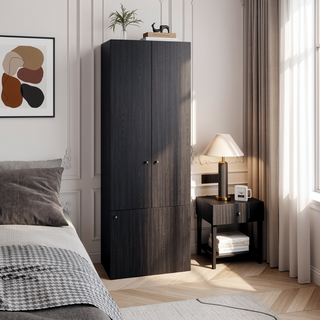 Sunvega Three-Door Freestanding Closet System with Hanging Rod and Shelves