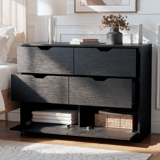 Sunvega Wenge 4-Drawer Dresser with Smooth Gliding Drawers for Organized Bedroom Storage