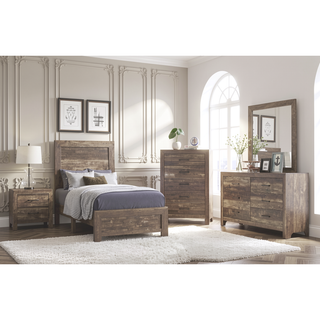 Sunvega Natural Finish Full Bed with Headboard Footboard and Rails