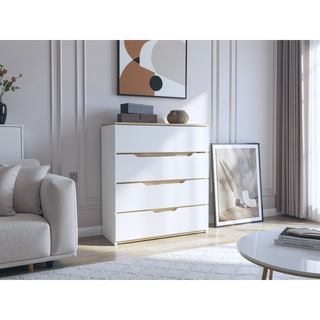 Sunvega Superior Top Four Spacious Drawers Dresser in Black Wengue Light Oak Finish